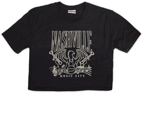 Where I'm From Women's Nashville Music Eagle Black Cropped T-Shirt product image