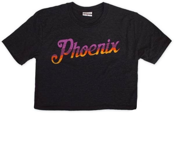 Where I'm From Women's PHX Script Black Crop Top T-Shirt
