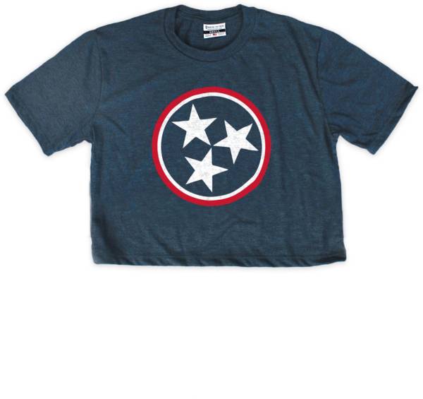 Where I'm From Women's Tennessee Tri-Star Navy Cropped T-Shirt product image