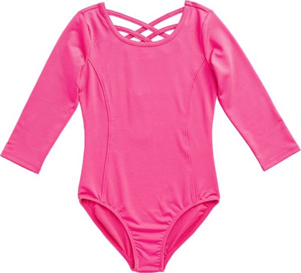 Rainbeau Moves Girls' Criss-Cross Strap 3/4 Sleeve Leotard