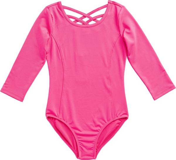 Rainbeau Moves Girls' Criss-Cross Strap 3/4 Sleeve Leotard