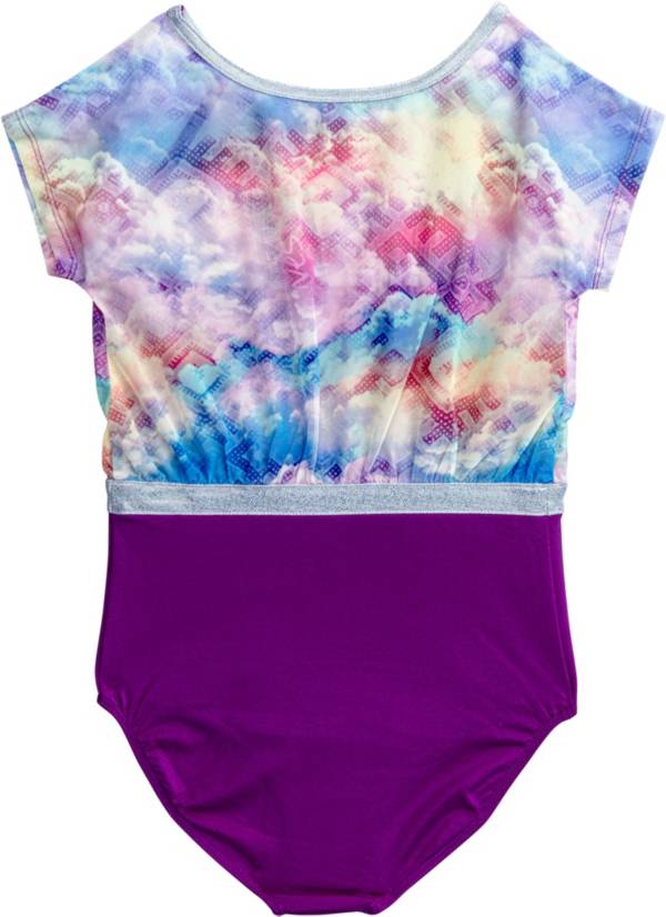 Rainbeau Moves Head in The Clouds Print Short Sleeve Leotard with Keyhole product image