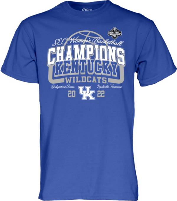 Blue 84 Kentucky Wildcats 2022 Women's Basketball SEC Conference Champions Locker Room T-Shirt