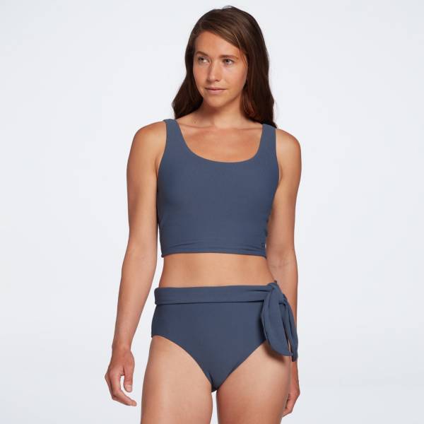 CALIA Women's Textured Double Scoop Swim Top