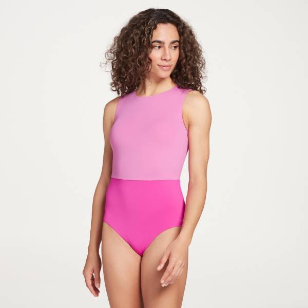 CALIA Women's High Neck Zip Back One Piece Swimsuit