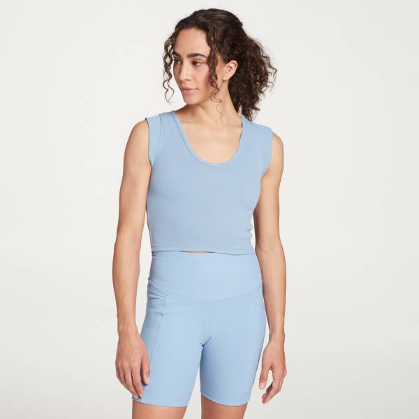 CALIA Women's U Neck Rib Cropped Tank