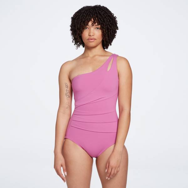 CALIA Women's Sculpt One Shoulder One Piece Swimsuit