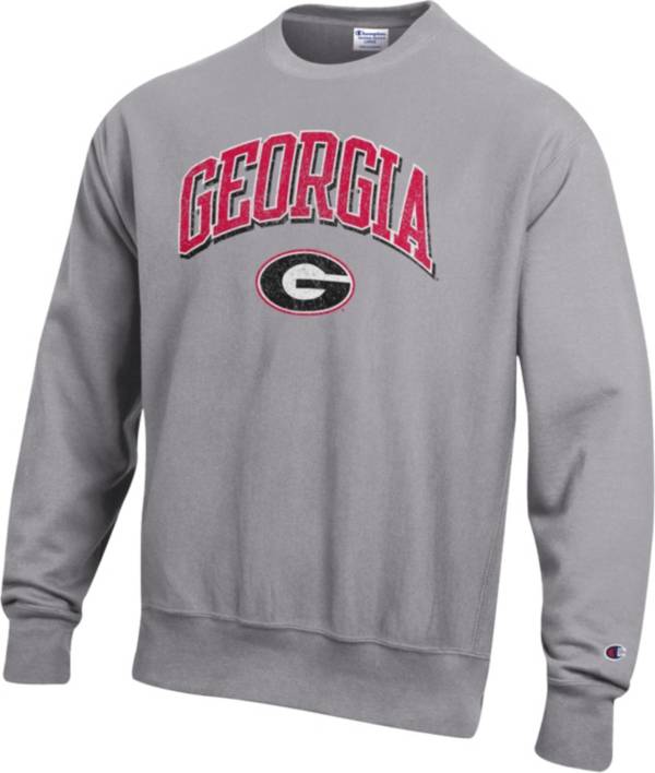 Champion Men's Georgia Bulldogs Grey Pullover Crew Sweatshirt