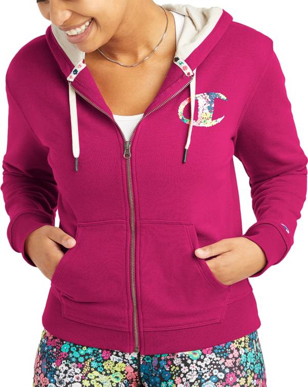 Champion Women's Campus French Terry Floral Logo Zip Hoodie