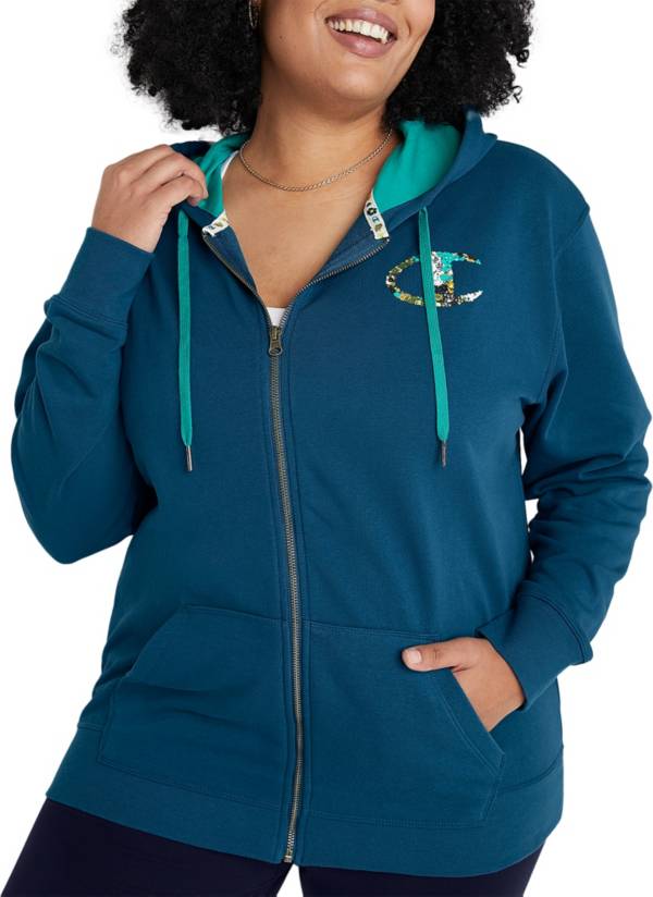 Champion Women's Campus French Terry Embroidered Logo Zip Hoodie