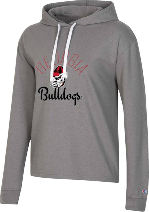 Champion Women's Georgia Bulldogs Gray French Terry Cropped Pullover Hoodie