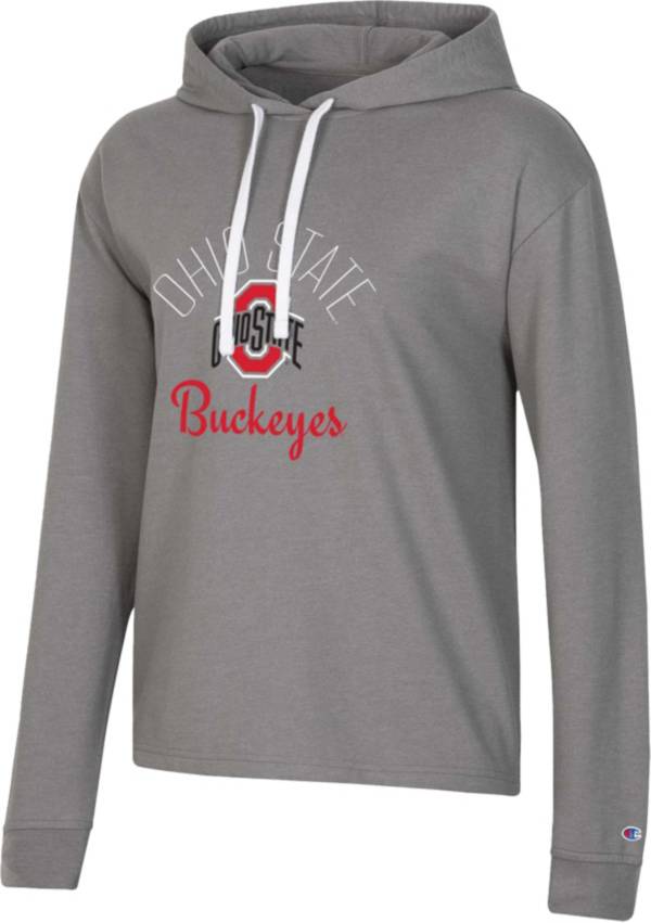 Champion Women's Ohio State Buckeyes Gray French Terry Cropped Pullover Hoodie