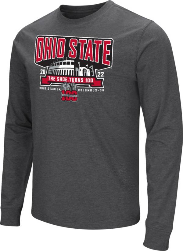 Colosseum Men's Ohio State Buckeyes Gray 100th Anniversary of The Shoe Long-Sleeve T-Shirt