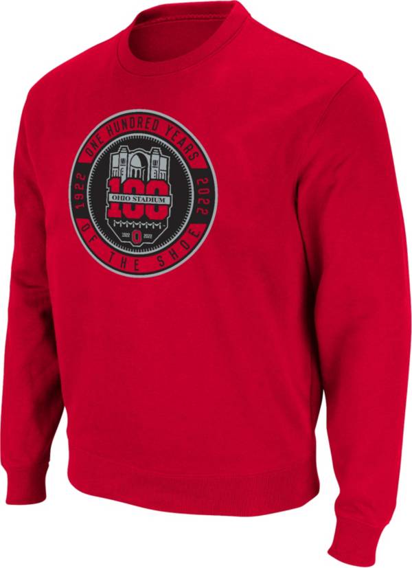 Colosseum Men's Ohio State Buckeyes Red 100th Anniversary of The Shoe Sweatshirt