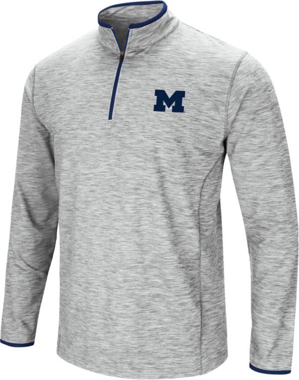 Colosseum Men's Michigan Wolverines Gray Rival Poly 1/4 Zip Jacket product image