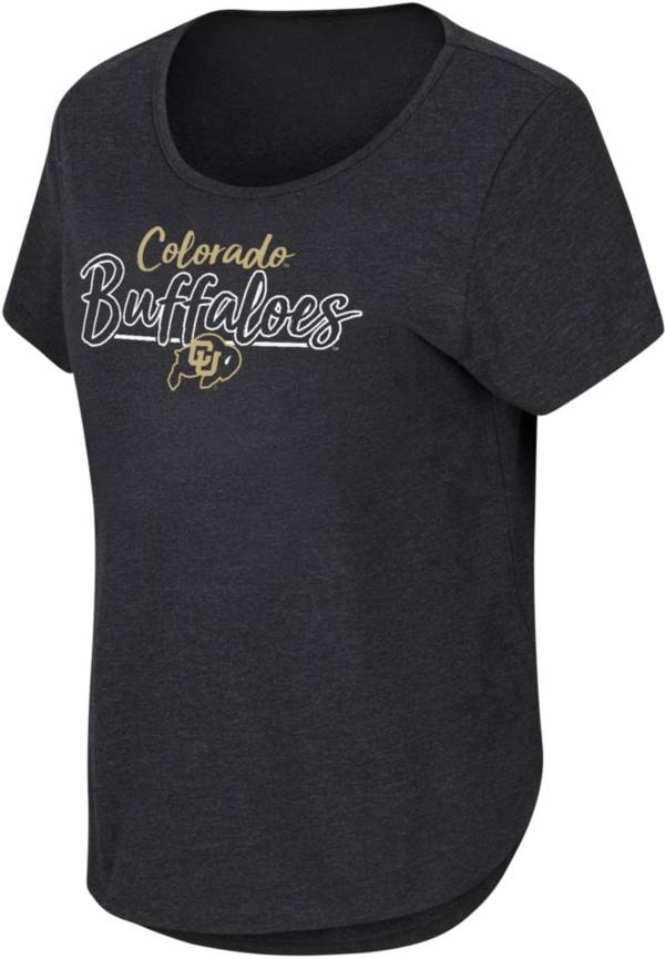 Colosseum Women's Colorado Buffaloes Black Curved Hem T-Shirt