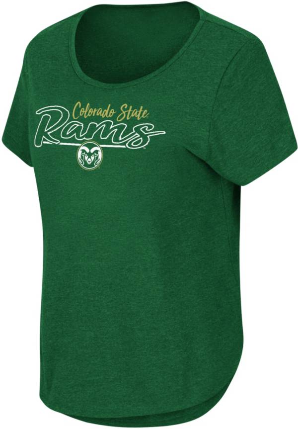 Colosseum Women's Colorado State Rams Green Curved Hem T-Shirt