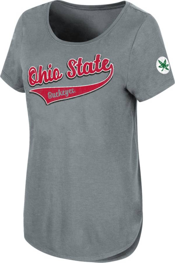 Colosseum Women's Ohio State Buckeyes Gray Scoop T-Shirt