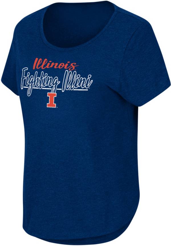 Colosseum Women's Illinois Fighting Illini Blue Curved Hem T-Shirt