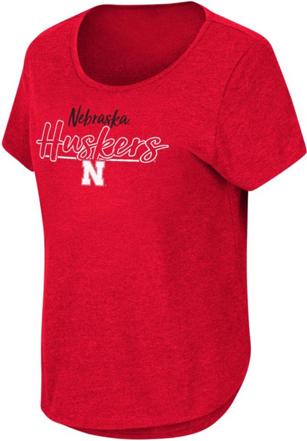 Colosseum Women's Nebraska Cornhuskers Scarlet Curved Hem T-Shirt