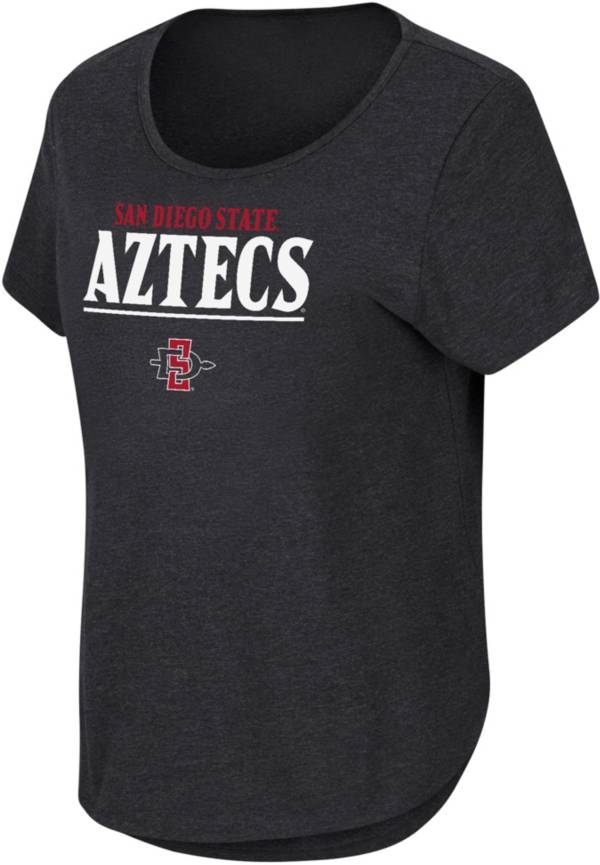 Colosseum Women's San Diego State Aztecs Black Curved Hem T-Shirt