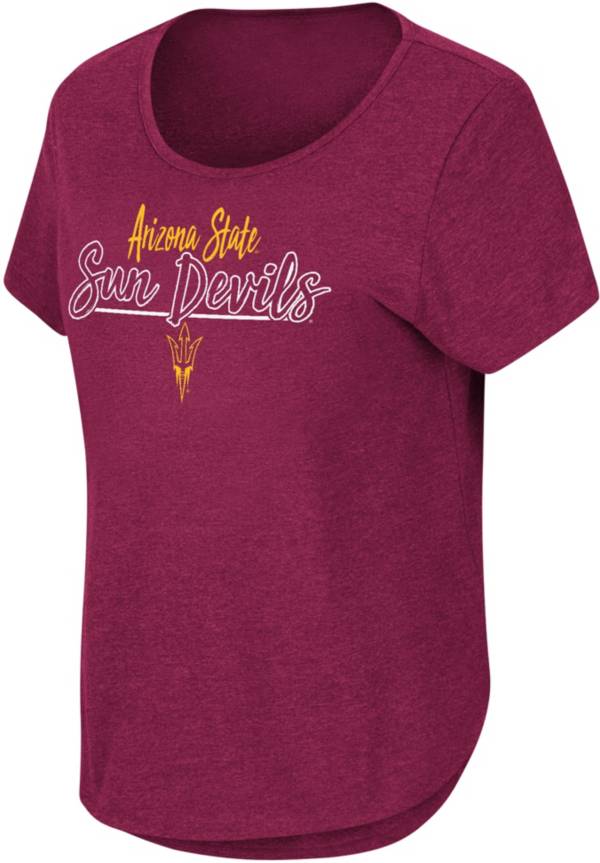 Colosseum Women's Arizona State Sun Devils Maroon Curved Hem T-Shirt