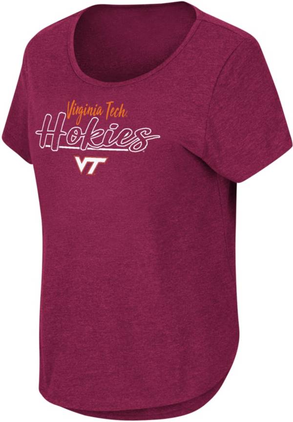Colosseum Women's Virginia Tech Hokies Maroon Curved Hem T-Shirt