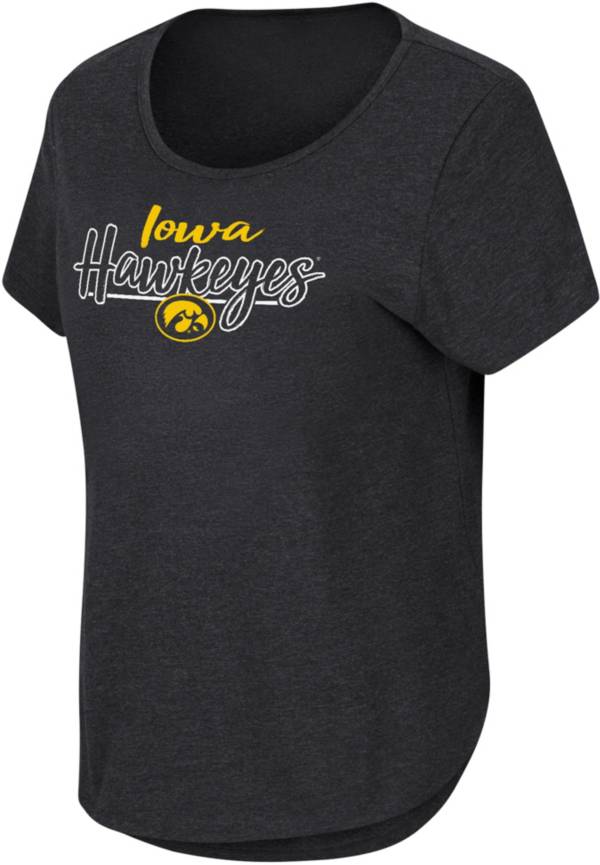 Colosseum Women's Iowa Hawkeyes Black Curved Hem T-Shirt