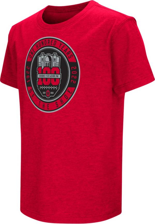 Colosseum Youth Ohio State Buckeyes Scarlet 100th Anniversary of The Shoe T-Shirt