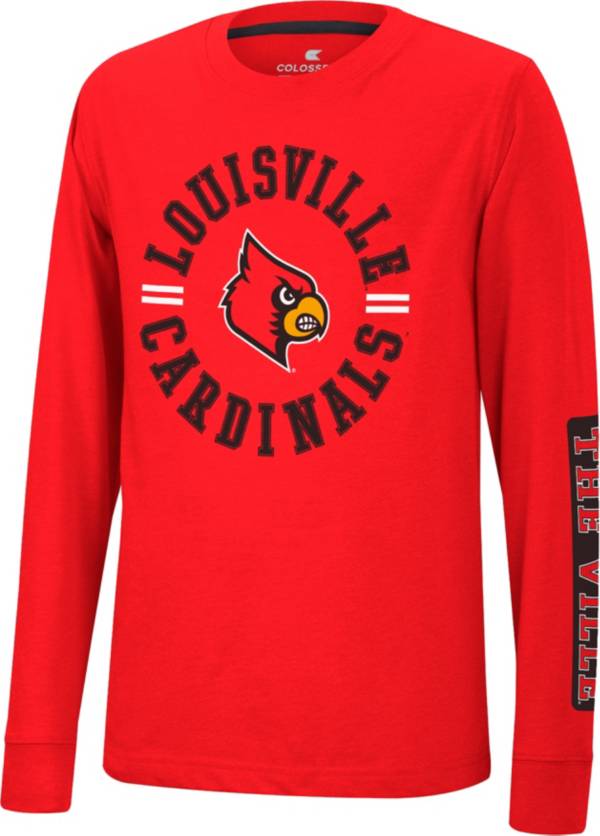 Colosseum Youth Louisville Cardinals Cardinal Red Long Sleeve Trolley T-Shirt
