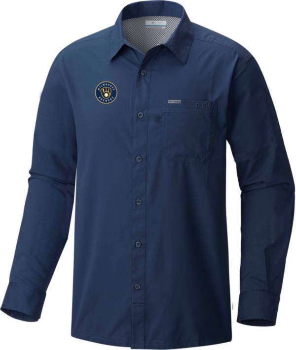 Columbia Men's Milwaukee Brewers Navy Slack Tide Long Sleeve T-Shirt product image