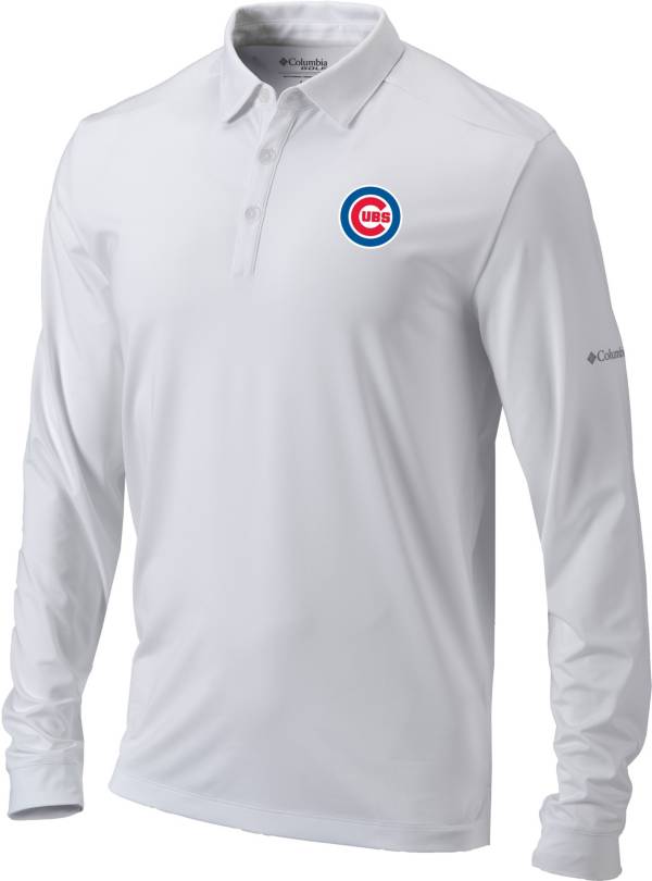 Columbia Men's Chicago Cubs White Pin High Long Sleeve Polo product image