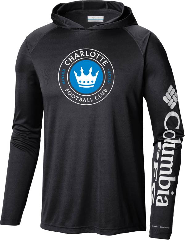 Columbia Charlotte FC PFG Super Terminal Tackle Black Long Sleeve Hooded T-Shirt product image