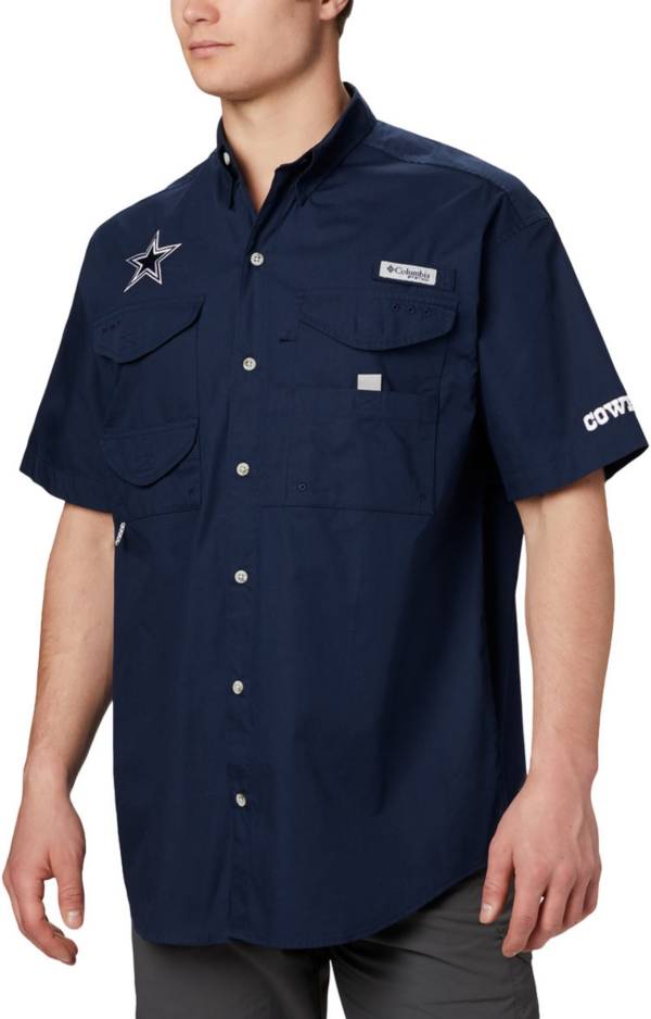 Columbia Men's Dallas Cowboys Bonehead Navy Buttoned T-Shirt