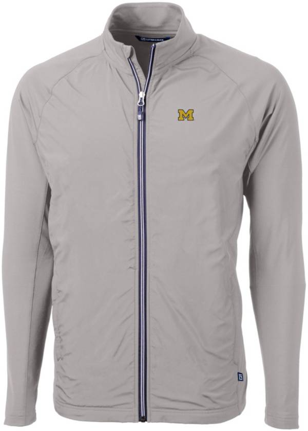 Cutter & Buck Men's Michigan Wolverines Grey Adapt Eco Knit Stretch Full-Zip Jacket product image