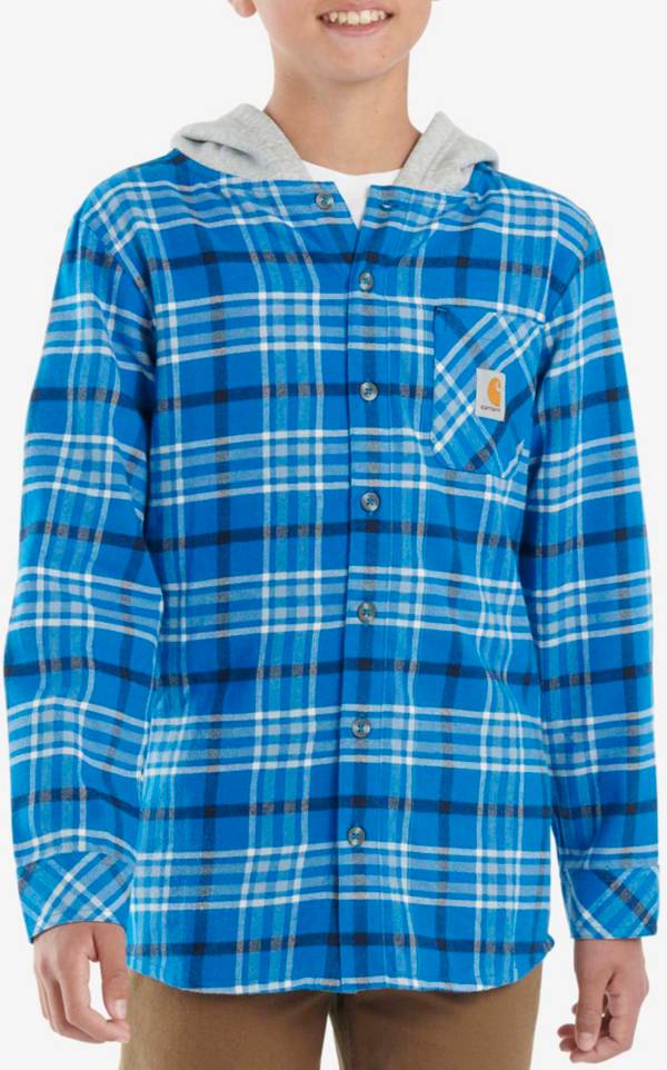 Carhartt Boys' Long Sleeve Button-Front Hooded Flannel Shirt product image