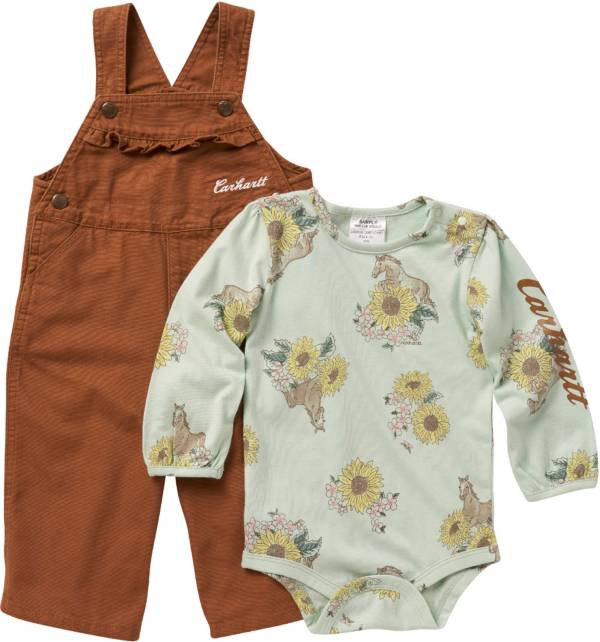 Carhartt Long Sleeve Bodysuit and Canvas Overalls 2-Piece Set product image