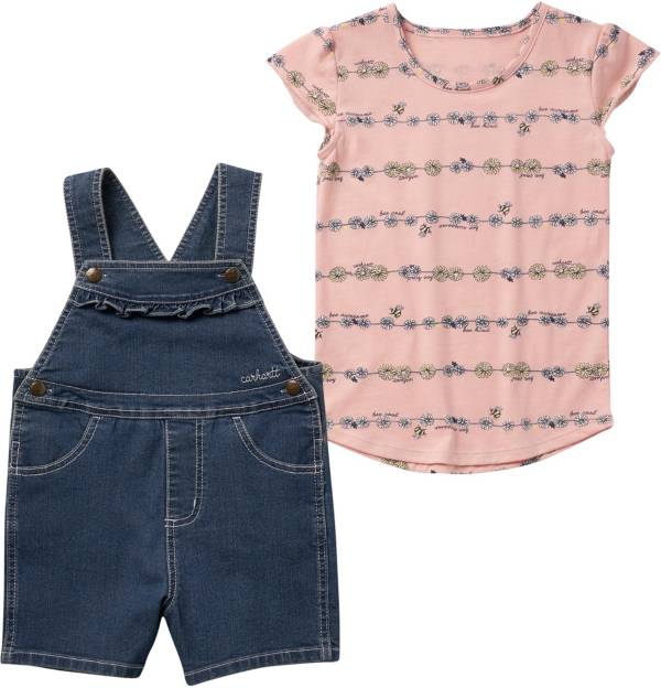 Carhartt Infant Girls' Short Sleeve Daisy Chain Print T-Shirt & Denim Shortall Set