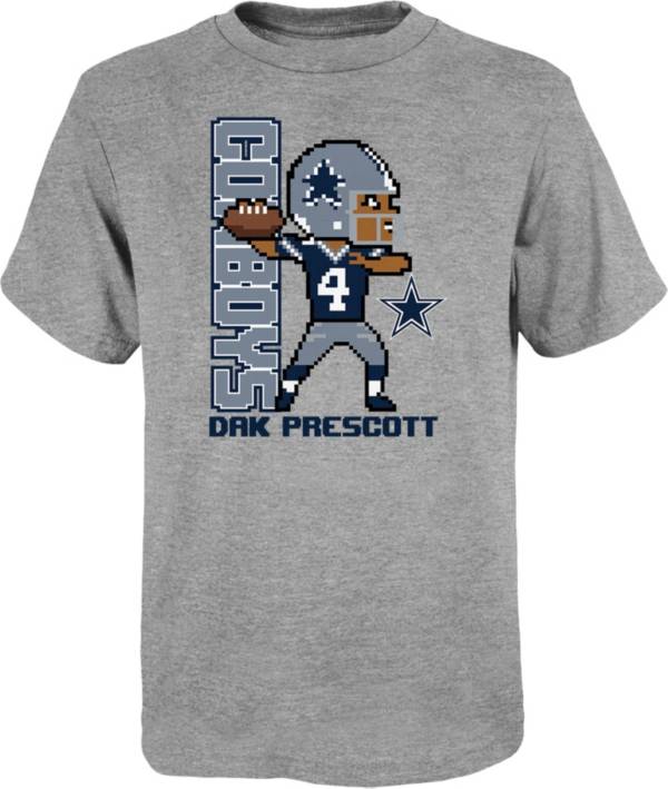Dallas Cowboys Merchandising Youth Dak Prescott #4 Pixels Grey T-Shirt