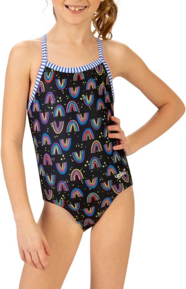 Dolfin Girls' Uglies Print One Piece Swimsuit