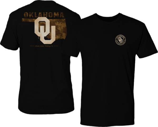 Great State Clothing Men's Oklahoma Sooners Camo Flag Black T-Shirt