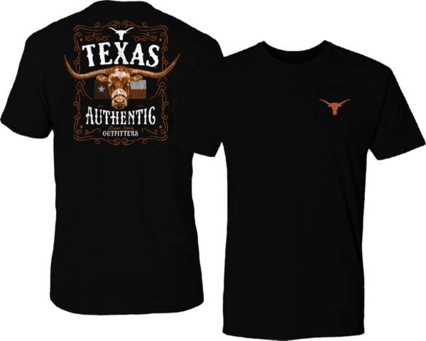 Great State Clothing Men's Texas Longhorns Black Bevo Label T-Shirt