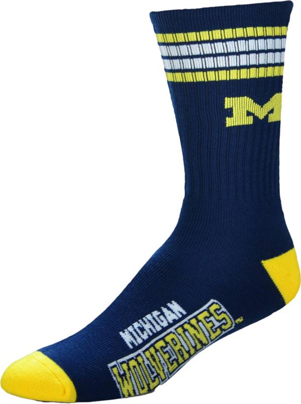 For Bare Feet Youth Michigan Wolverines 4-Stripe Deuce Socks
