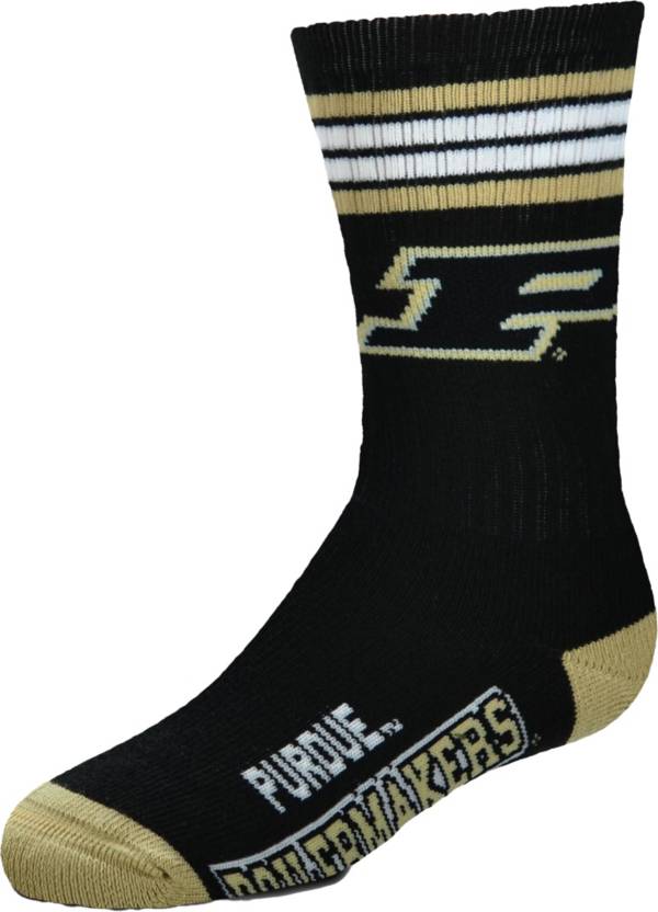 For Bare Feet Youth Purdue Boilermakers 4-Stripe Deuce Socks