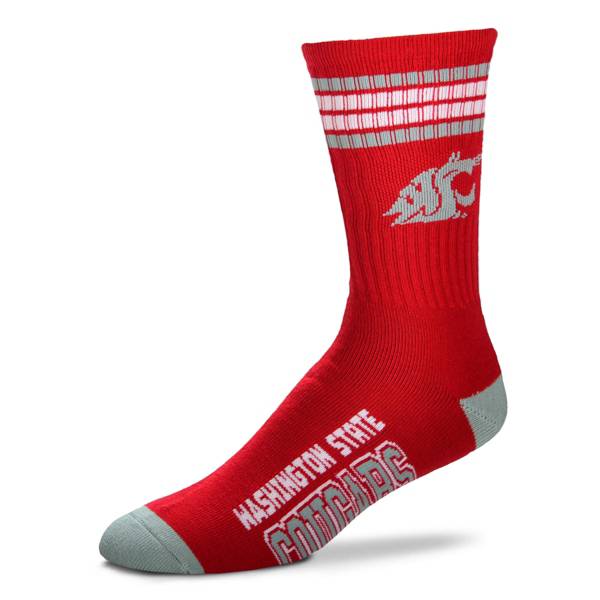 For Bare Feet Youth Washington State Cougars 4-Stripe Deuce Socks