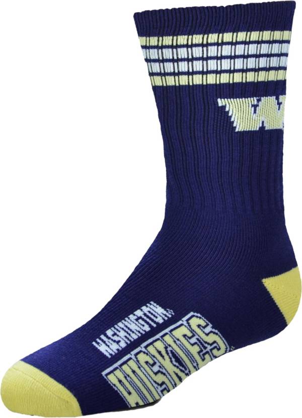 For Bare Feet Youth Washington Huskies 4-Stripe Deuce Socks