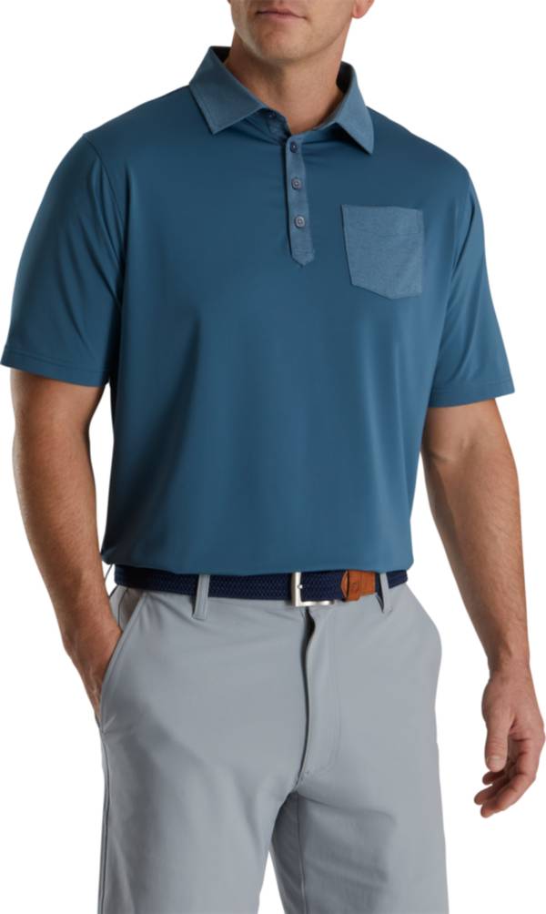 FootJoy Men's Tonal Trim Solid Pocket Lisle Golf Polo