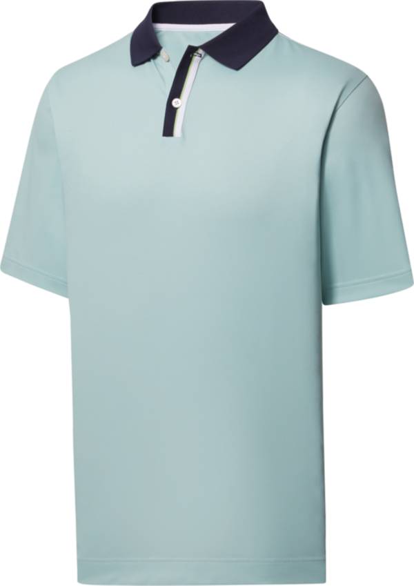 FootJoy Men's Solid Stretch Pique With Stripe Placket Knit Golf Polo