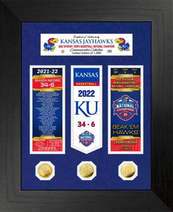 Highland Mint Kansas Jayhawks 2022 Men's Basketball National Champions Deluxe Gold Coin Ticket Collection