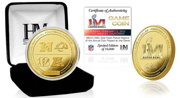 Highland Mint NFL Super Bowl LVI Cincinnati Bengals Vs. Los Angeles Rams Gold Flip Coin